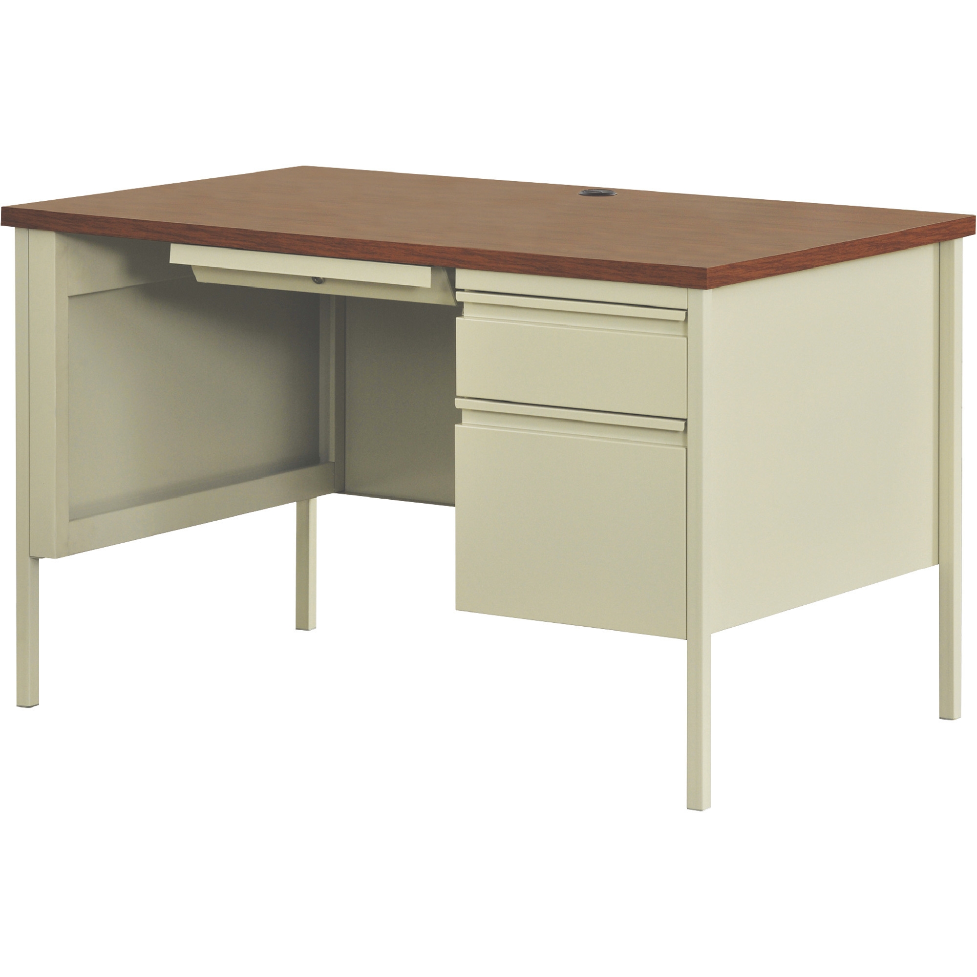 Hirsh Industries Traditional Pedestal Desk, Putty/Oak, 48in.W x 30in.D x 29 1/2in.H, Model# 20091